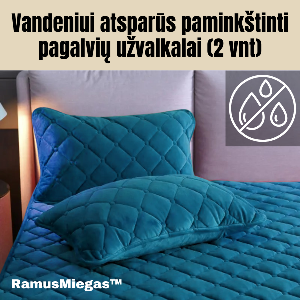 RamusMiegas™ paminkštinti vandeniui atsparūs pagalvių užvalkalai 48×74 cm (2 vnt.)